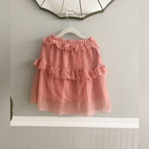 H&M Girls Pink Tulle and Gold Glitter Tiered Skirt Size 7